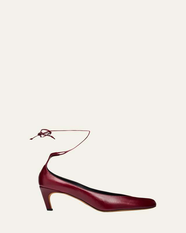 Uma Leather Ankle-Tie Pumps